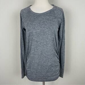 Athleta Gray Ruched Long Sleeve Athletic Top Medium